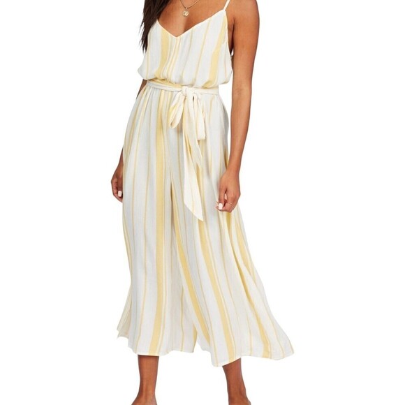 Billabong Shake It Again MIDI Wide Leg  Semi-Sheer Boho Tie-Waist Jumpsuit Sz XS - Picture 1 of 12
